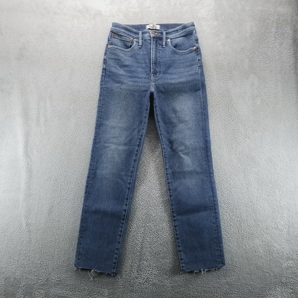 Madewell Jeans Womens 28 Blue Perfect Vintage Straight Raw Hem Mid Rise - Picture 1 of 9
